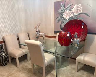 Glass rectangle table with chairs