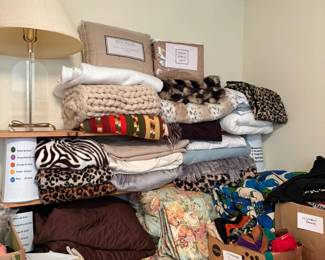 blankets, comforters, lamp, clothing