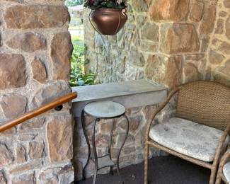 table, hanging basket