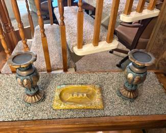 candle sticks, ash tray