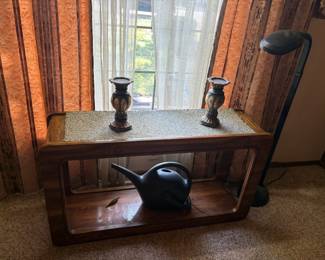 sofa table, candle holders