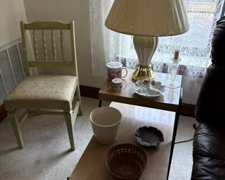 chair, table, lamp, decor