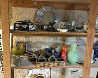 Corning Ware, bake ware, dishes, misc vases