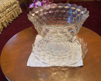 Large Fostoria Punch bowl and stand, platter