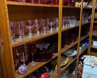 Tiffin glasses, Ruby red cups and glasses