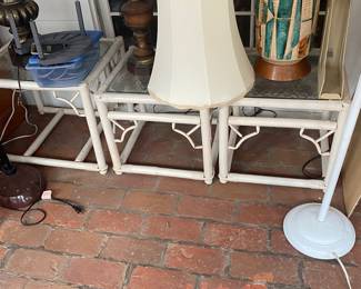 Glass tables and lamps