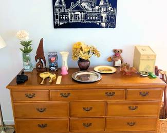 Vintage hard rock maple dresser (yes, we have the mirror)