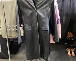 Ann Taylor black leather woman's coat