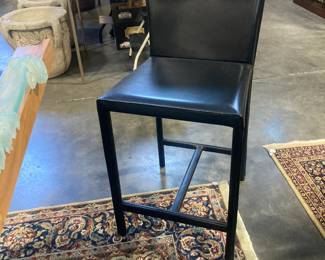Black leather bar stools (3)