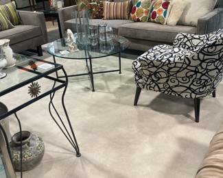 Contemporary  Andre 89"sofa and matching chair,  contemporary black & white side chair