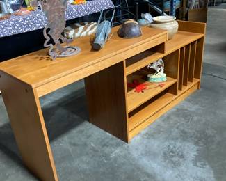 Wood TV stand and electronic shelves and Vinyl/book spaces