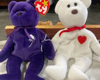 "Princess" and "Valentino" Beanie Babies