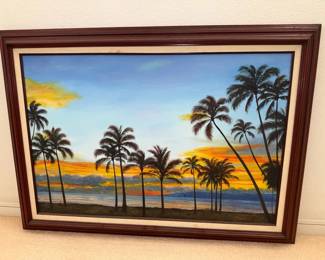 PHS014 Sunset on the Beach Framed Painting