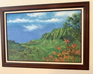PHS018 Beautiful Framed Scenic Hawaiian Painting