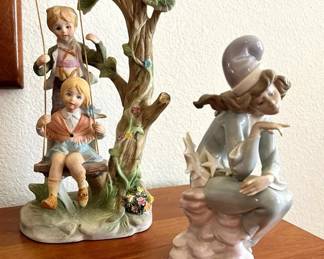 PHS089 Lladro “Wishing On A Star” & Ardalt “Girl & Boy On Swing” Figures