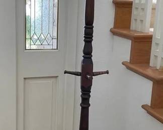 PHS054 - Entryway Set-Dark wood Coatrack & Glazed Pottery 