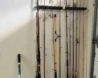 PHS029 Assortment Of Fishing Poles And Equipment 