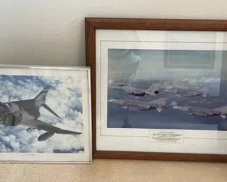 PHS116 - Vintage Hawaii Nat’l Guard F-4 Phantom & F-15 Framed Photos 
