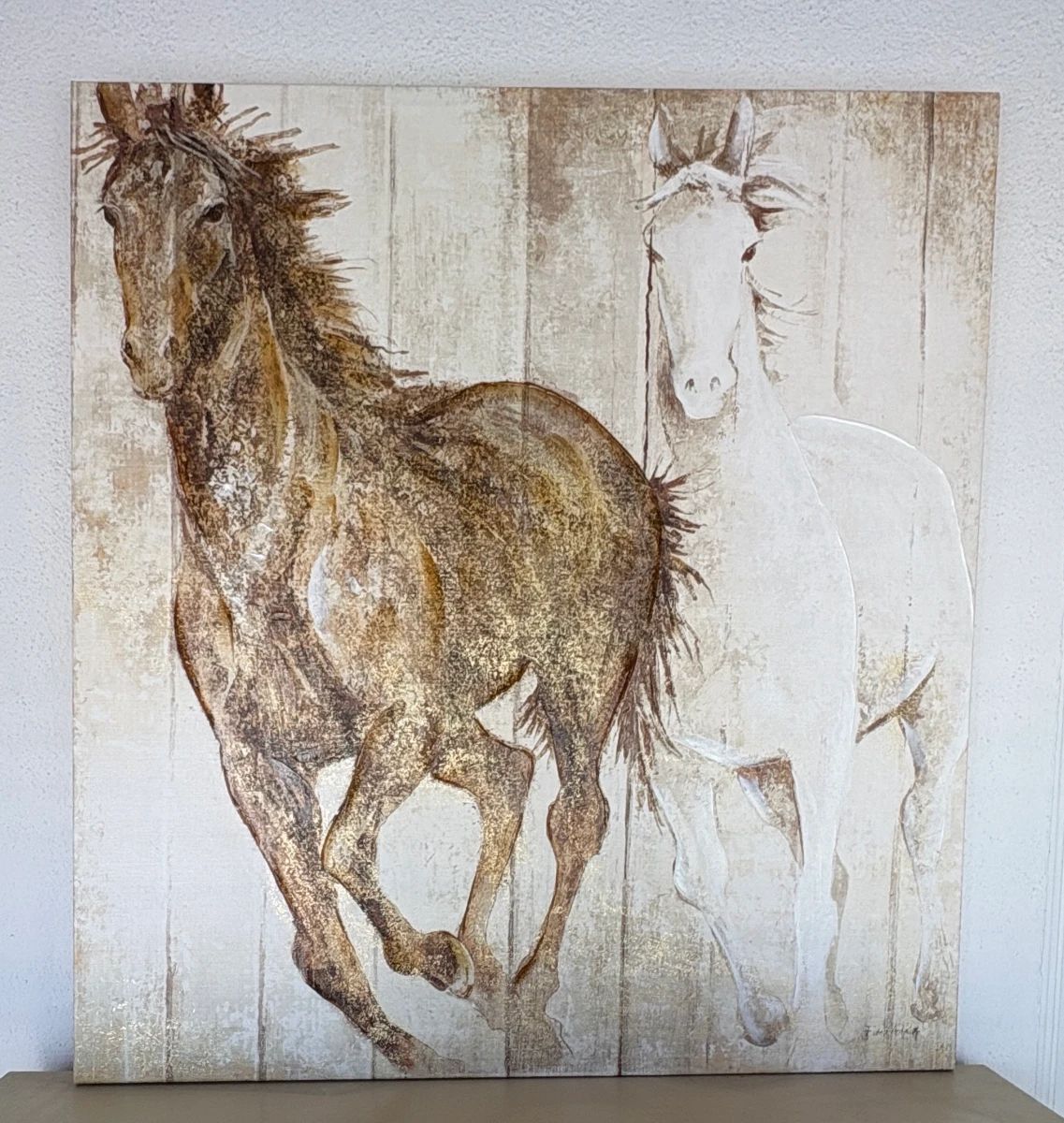 Abstract Horses Canvas Art with Gold Leaf Accents by J. de Teranide second image