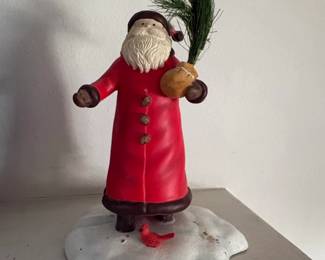 Hallmark Santa Claus Figurine with Cardinal and Pine Tree