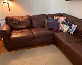 Brown Leather Sectional Sofa second image
