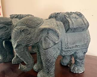Pair of Cast Stone Elephant Candle Holders