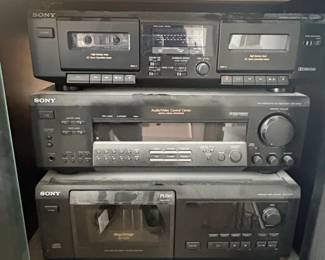 Sony Stereo Cassette Deck, Audio or Video Control Center, and Compact Disc Player Stack
