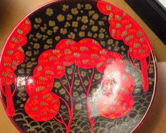 Japanese Lacquer Plate with Tree Motif