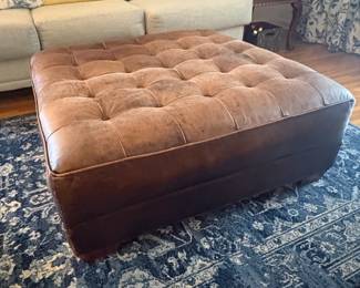 Chesterfield Tufted Leather Ottoman