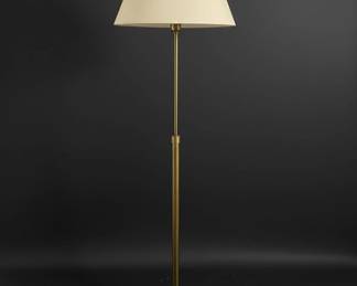 Adjustable Brass Floor Lamp with Fabric Shade