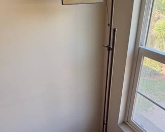 Vintage Pharmacy Floor Lamp with Slag Glass Shade