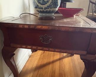 Antique Mahogany Side Table with Cabriole Legs and BallandClaw Feet