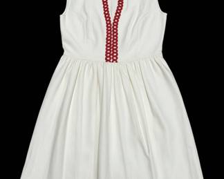 STS "Sail to Sable" White Textured Dress with Red Trim