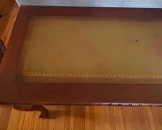 Antique Chippendale Style Mahogany Writing Table with Leather Inset