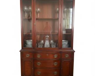 Vintage Drexel Travis Court Mahogany Serpentine China Cabinet