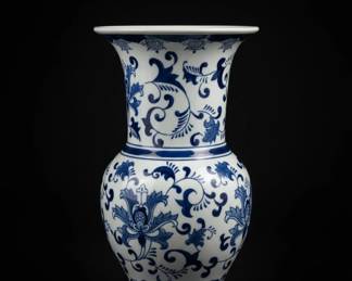 Blue and White Chinoiserie Porcelain Vase