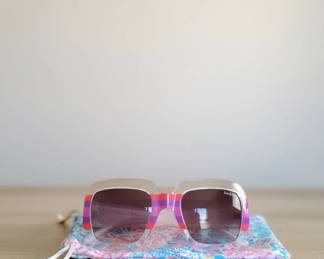 Lilly Pulitzer Splashdance Oversized Sunglasses with Pink, Purple, and Orange Stripes