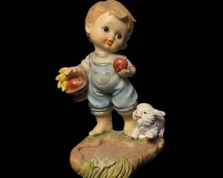 Prestige Boy with Lamb and Basket Figurine