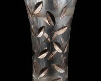RCR Laurus Crystal Vase with Metallic Leaf Inlay