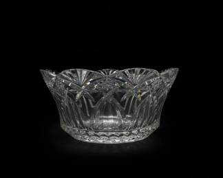 Vintage Cut Crystal Fruit Bowl with Starburst and Fan Pattern