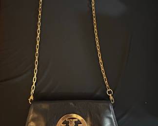 Tory Burch Gold Metal Logo Reva Shoulder/Clutch Bag