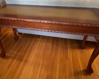 Antique Chippendale Style Mahogany Writing Table with Leather Inset third image