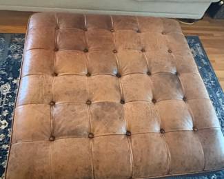Chesterfield Tufted Leather Ottoman second image