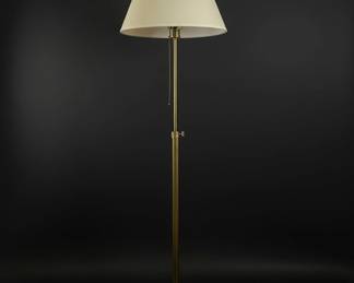 Adjustable Brass Floor Lamp with Fabric Shade third image