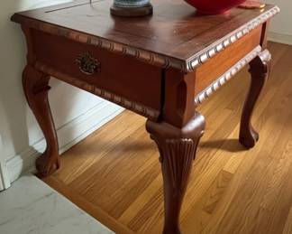 Antique Mahogany Side Table with Cabriole Legs and BallandClaw Feet third image
