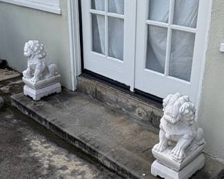 White Marble Foo Dog Statues Pair third image