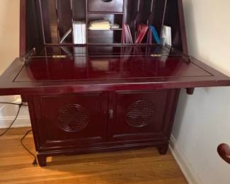 Vintage Chinese Rosewood Secretary Desk with Shou Motifs second image