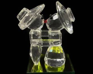 Crystal Figurines of Two Mice Kissing