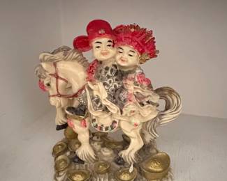 Chinese Wedding Couple Figurine on Horse