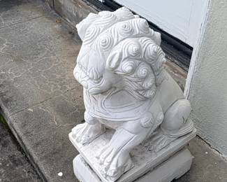 White Marble Foo Dog Statues Pair second image